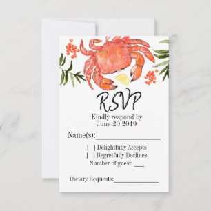 Crabe de mer bouillir fête d'été Carte Rsvp