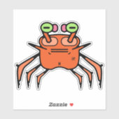 Crabe Grincheux Autocollant Drôle (Feuille)