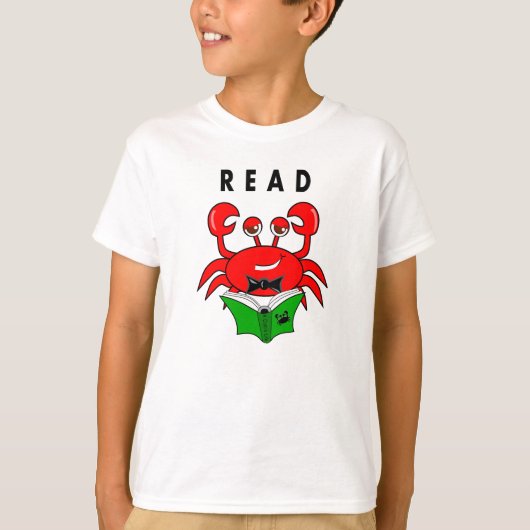 Crabe lisant un T-shirt de livre (Devant)