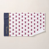 Crabe Maroon Brougeâtre Nautique Bleu Marine Or Ro (Serviette à main)