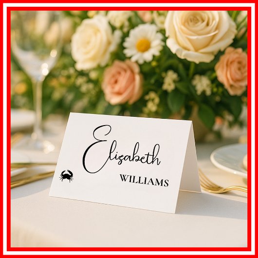 Crabe Menu Script moderne Mariage Cartes de Place