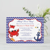 Crabe nautique Invitations de douche bébé (Debout devant)