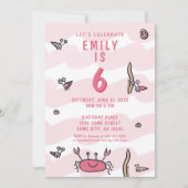 Crabe rose Animaux de la mer Fille Invitation d'an (Devant)