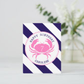 Crabe rose Nautique Invitation d'anniversaire (Debout devant)