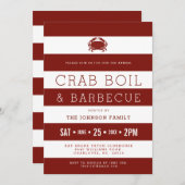 Crabe rouge bouillant| Invitations blanches (Devant / Derrière)