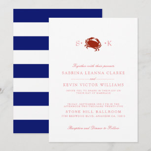 Crabe rouge Faire-part de mariage Bleu