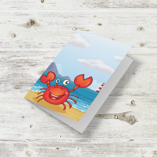 Crabe Rouge Heureux Sur Une Carte De Plage