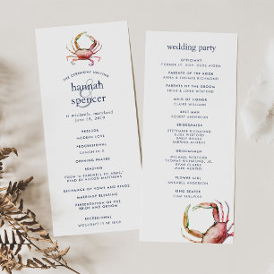 Crabe rouge Programme de cérémonie des Mariages