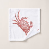 Crabe rouge vintage de coupe de bois (Gant de toilette)