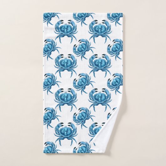 Crabes Bleus Classique Motif côtier (Serviette à main)