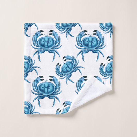 Crabes Bleus Classique Motif côtier (Gant de toilette)