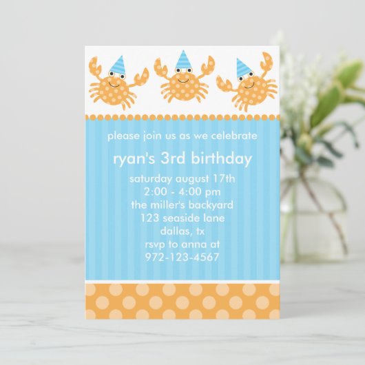 Crabes de fête Invitations d'anniversaire (Debout devant)