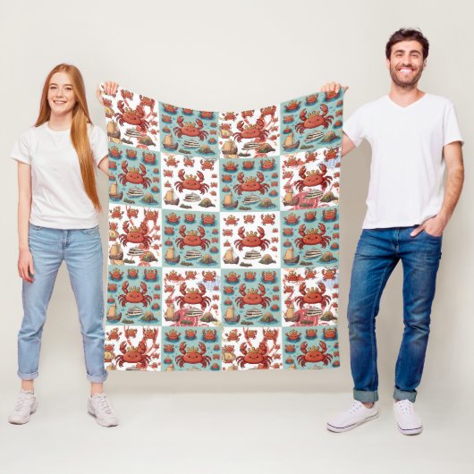 Crabs Pattern Fleece Deken (In situ)