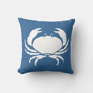 CRABS WHITE op blauwe kussen