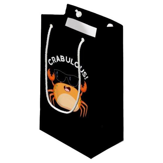 Crabulous Funny Crab Pun Dark BG Klein Cadeauzakje (Voorkant Gekanteld)