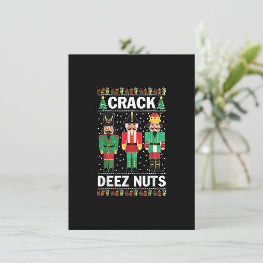 Crack Deez Nuts Funny Kerstmis Kaart (Staand voorkant)