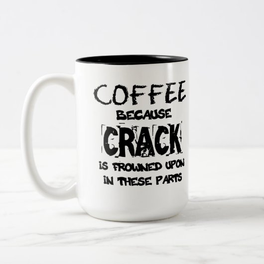 Crack is illegaal koffieblad tweekleurige koffiemok (Links)
