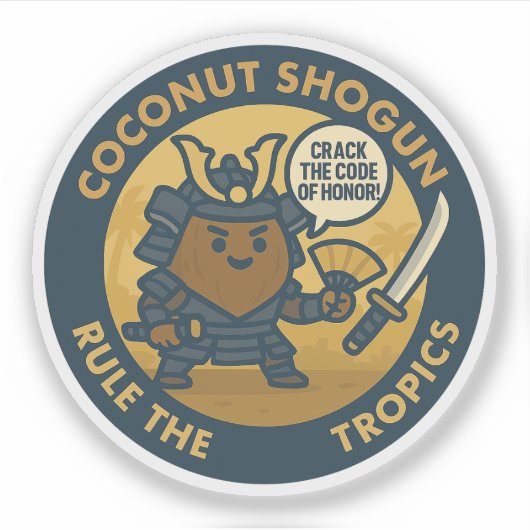 Crack The Code Of Honor Samurai Coconut Sticker (Voorkant)