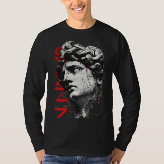 Cracked Classical Bust Trash Polka Art Long Sleeve T-shirt (Voorkant)