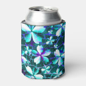 Crackle Flower Pattern Blauw Paarse Blauwgroen Blikjeskoeler (Blikje Voorkant)