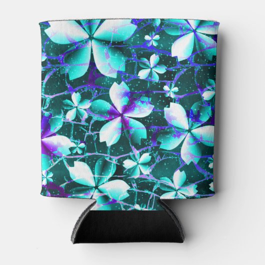 Crackle Flower Pattern Blauw Paarse Blauwgroen Blikjeskoeler (Voorkant)