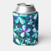 Crackle Flower Pattern Blauw Paarse Blauwgroen Blikjeskoeler (Blikje Achterkant)