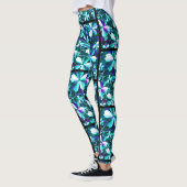 Crackle Flower Pattern Blauw Paarse Blauwgroen Leggings (Links)