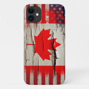 Crackle Paint   Canadese Amerikaanse vlag iPhone 11 Hoesje
