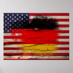Crackle Paint Duitse Amerikaanse vlag Poster
