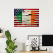 Crackle Paint | Ierse Amerikaanse vlag Poster (Thuiskantoor)