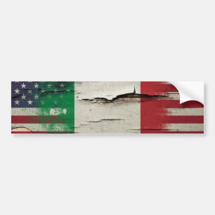 Crackle Paint   Italiaanse Amerikaanse vlag Bumpersticker
