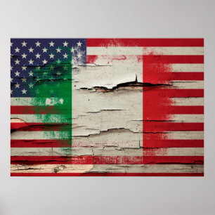 Crackle Paint Italiaanse Amerikaanse vlag Poster