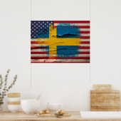 Crackle Paint | Zweedse Amerikaanse vlag Poster (Keuken)