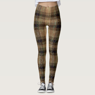 Crackle Plaid Sinaasappel en Bruine Leggings