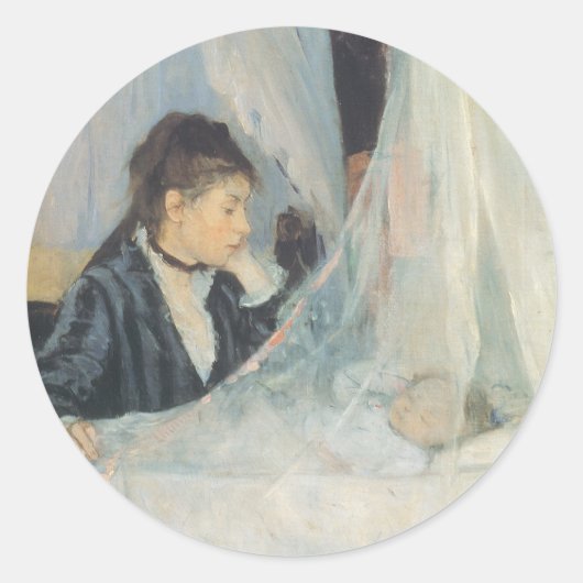 Cradle by Berthe Morisot, impressionisme Ronde Sticker (Voorkant)