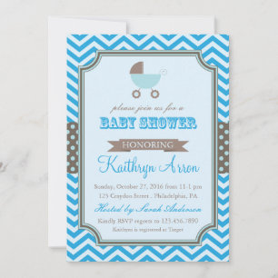 Cradle - Polka Dots en Chevron Blue Baby shower Kaart