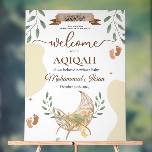 Cradle Unisex Moslim Baby Aqiqah Partij Acryl Bord (Neutraal)