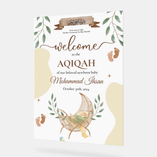 Cradle Unisex Moslim Baby Aqiqah Partij Acryl Bord (Hoek)