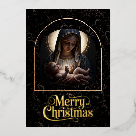 “Cradled in Divine Light” Foil Holiday Card Folie Feestdagenkaart