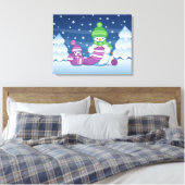 Craeth Snowman Knitting Scarf Canvas Afdruk (Insitu (Slaapkamer))