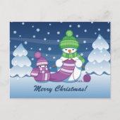 Craeth Snowman Knitting Scarf Feestdagenkaart (Voorkant)