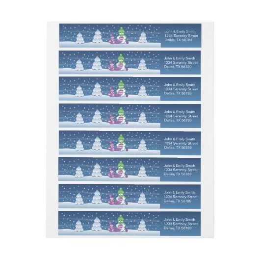 Craeth Snowman Knitting Scarf Omwikkelbaar Adreslabel (Vel)