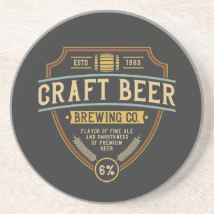 Craft Beer  Brew Logo Zandsteen Onderzetter