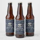  Craft Beer Custom Brewer Foto Blue Gray Bier Etiket (Flessen)