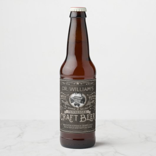 Craft Beer Custom Brewer Foto Name Brown Bier Etiket (Voorkant)