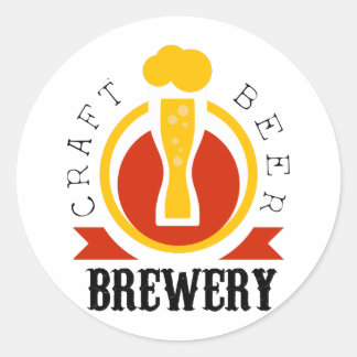 Craft Bierbrouwerij Logo Design Sjabloon Ronde Sticker