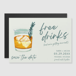 Craft Cocktail Funny Free Drink Weddenschap om de Magnetische Uitnodiging