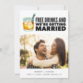 Craft Cocktail Grappige foto bruiloft Save The Date (Voorkant)