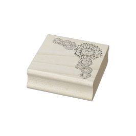 Craft deco zonnebloemenhoek 	rubberstempel