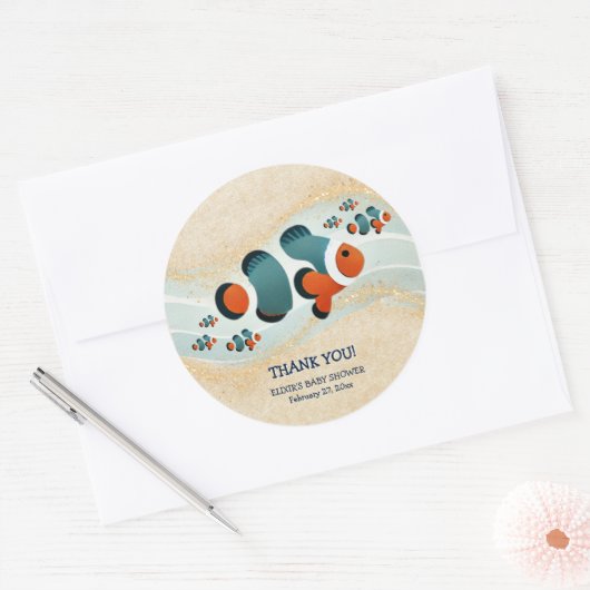 Craft Glitter Clown Fish Nemo Baby shower Ronde Sticker (Envelop)